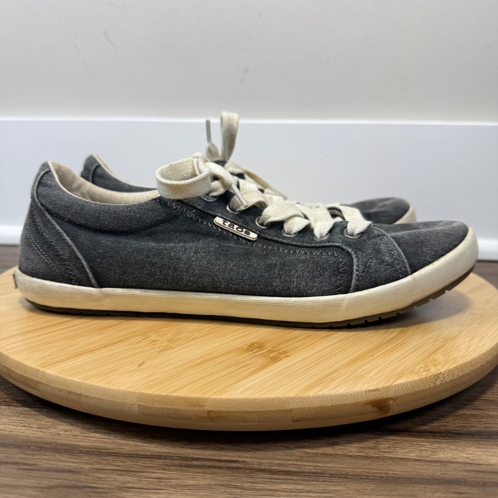 Taos Star Sneaker Womens 9.5 Charcoal Gray Washed Canvas Boho Neutral Gorpcore